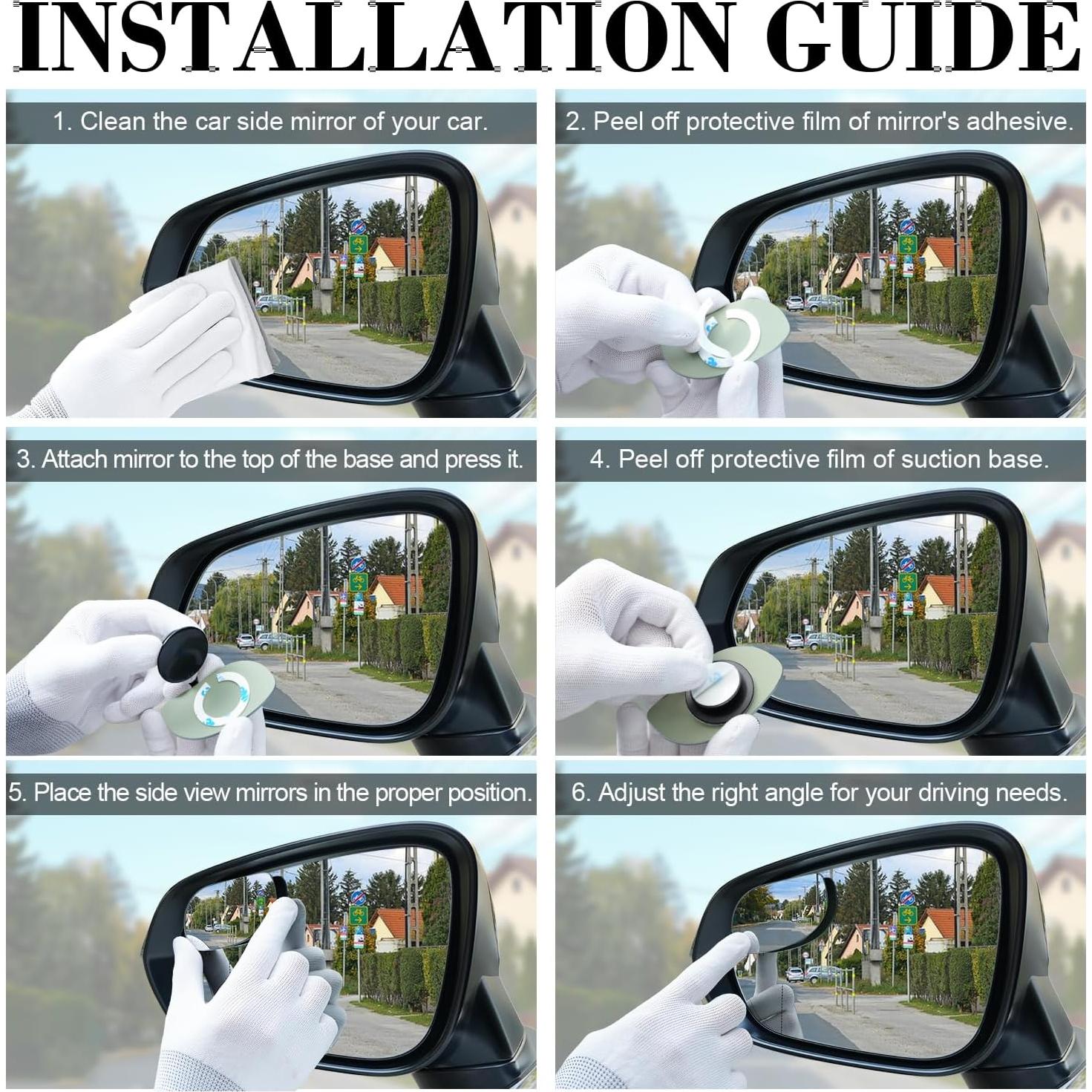 Espejos de Punto Ciego LivTee HD Convexos Ajustables - Paquete de 2