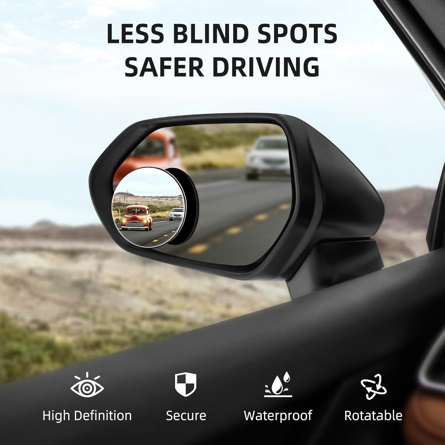 Espejo de Punto Ciego Aenfaiy 2 Pcs Redondo Ajustable HD