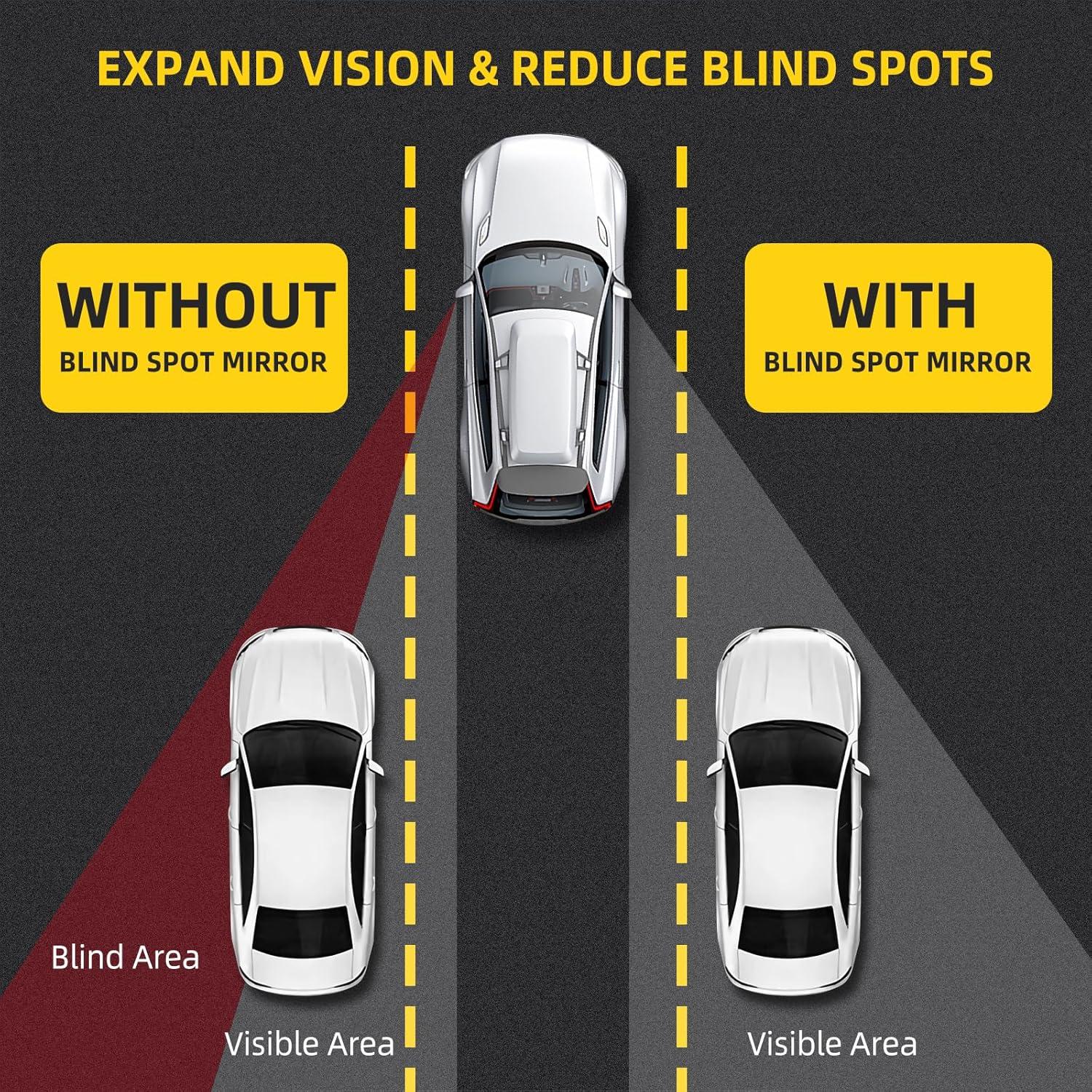 Espejo de Punto Ciego Aenfaiy 2 Pcs Redondo Ajustable HD