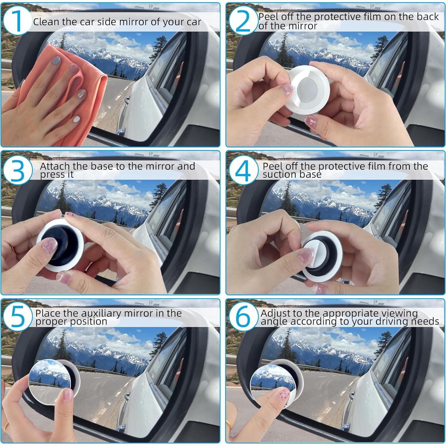 Espejos de Punto Ciego TKYZMS - Paquete de 2, 5 cm, Ajustables