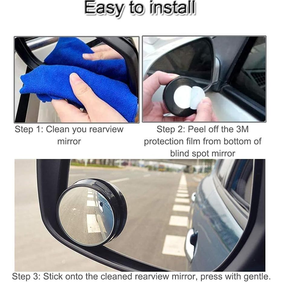 Espejos de Punto Ciego KEWAYO 50mm Convexos Ajustables 360°