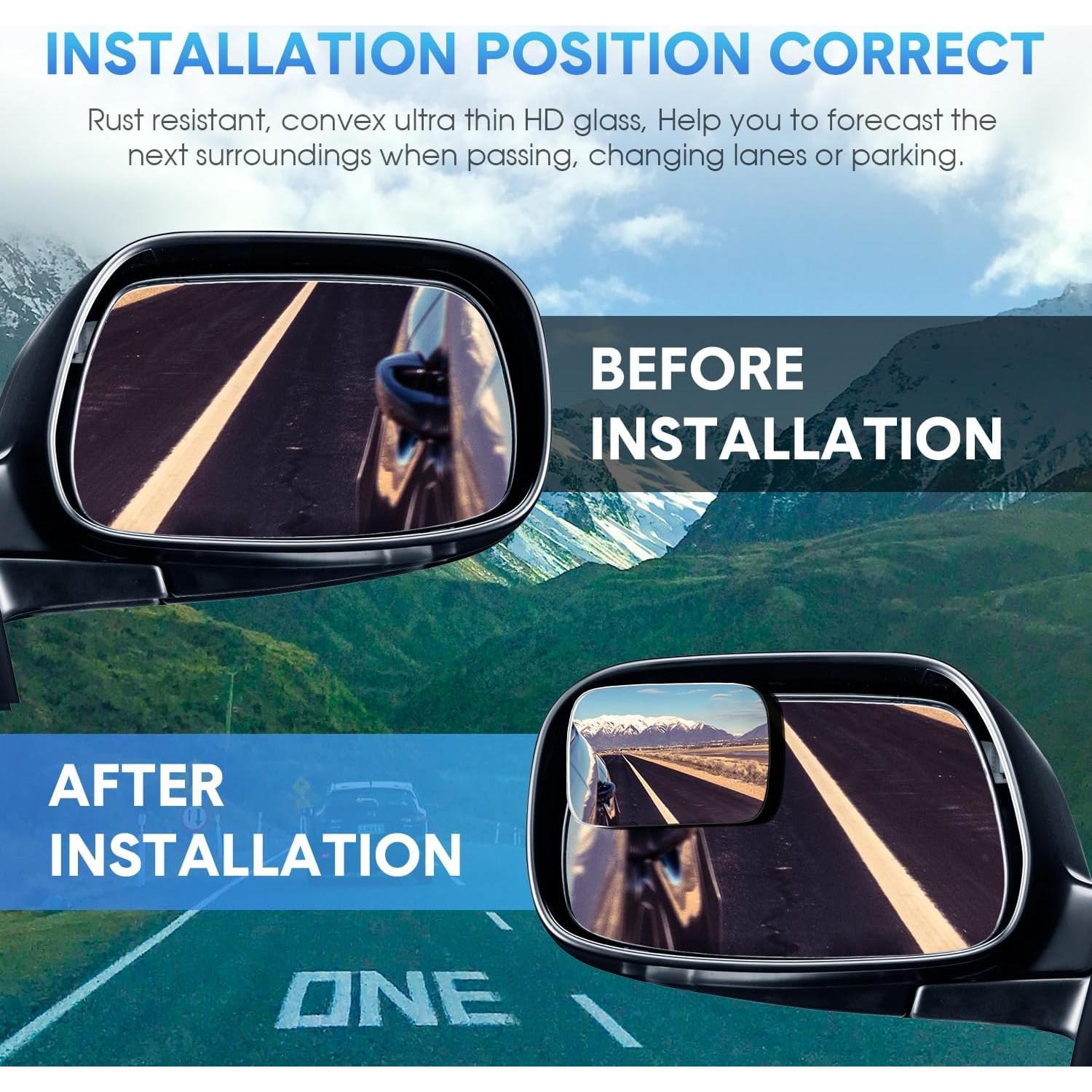 Espejos de Punto Ciego BBTO 4 Piezas Rectangulares Convexos