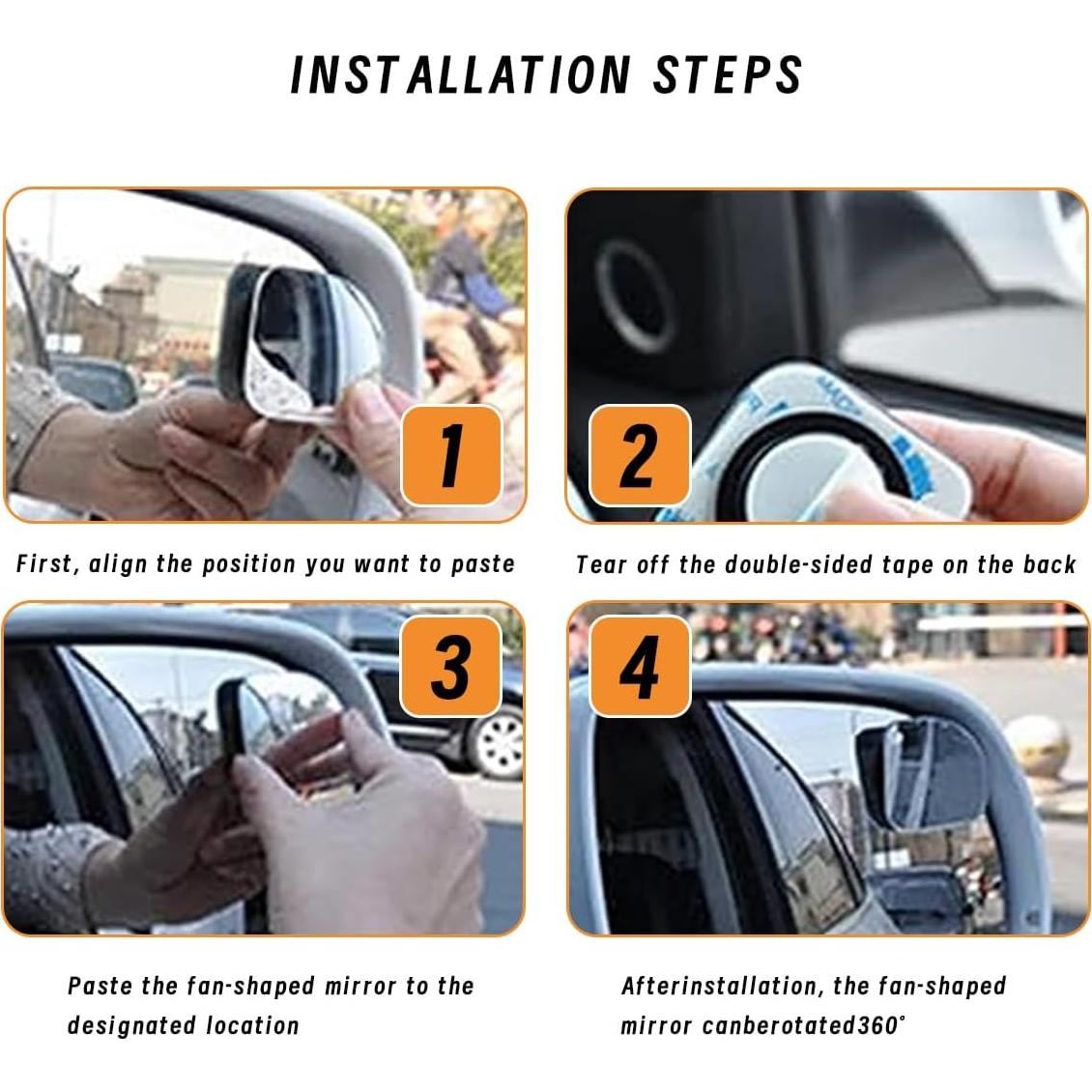 Espejos de Punto Ciego JOYCOURT HD 2 Pcs Ajustables 4.5x0.8cm