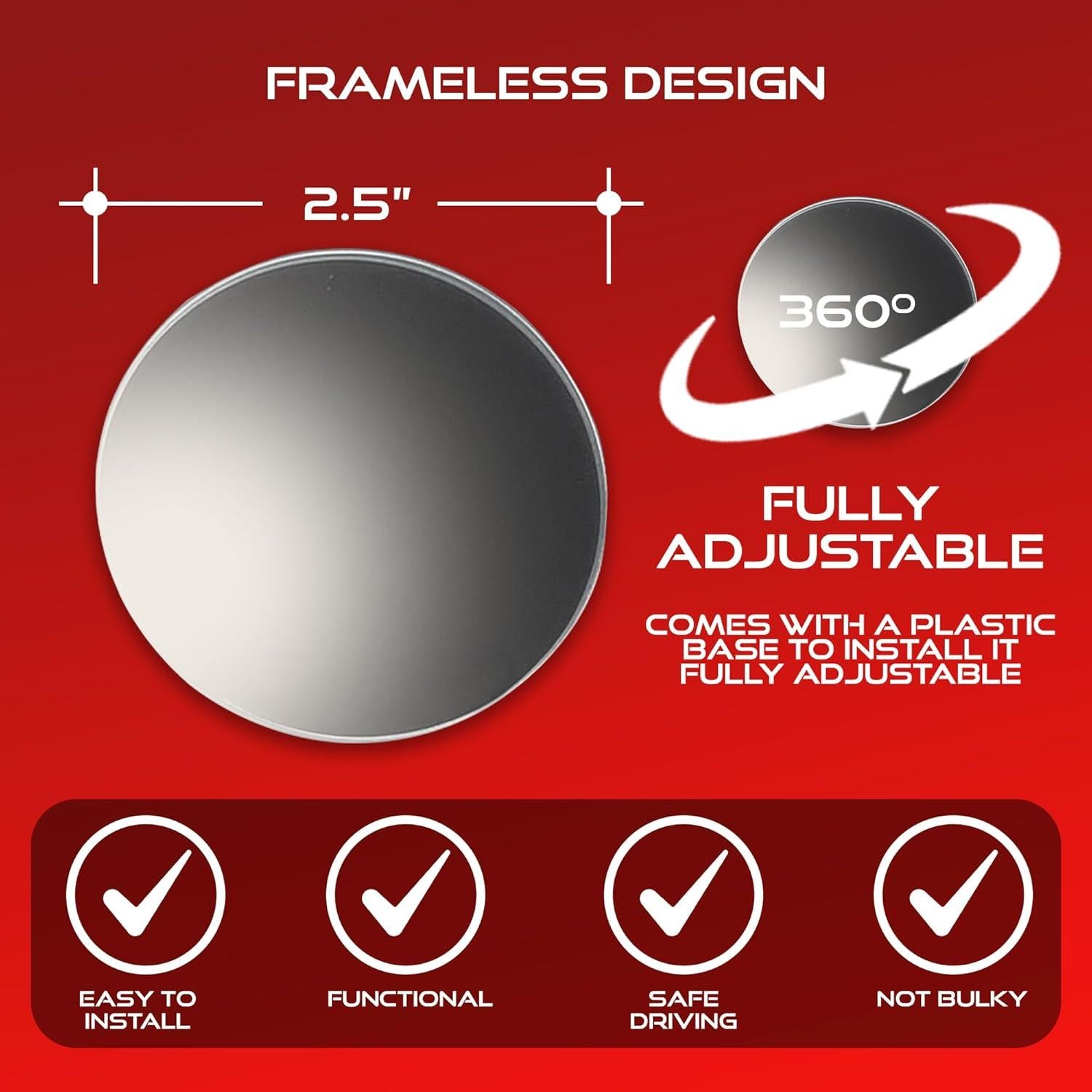 Espejo Convexo de Punto Ciego Utopicar 2.5" - 2 Piezas