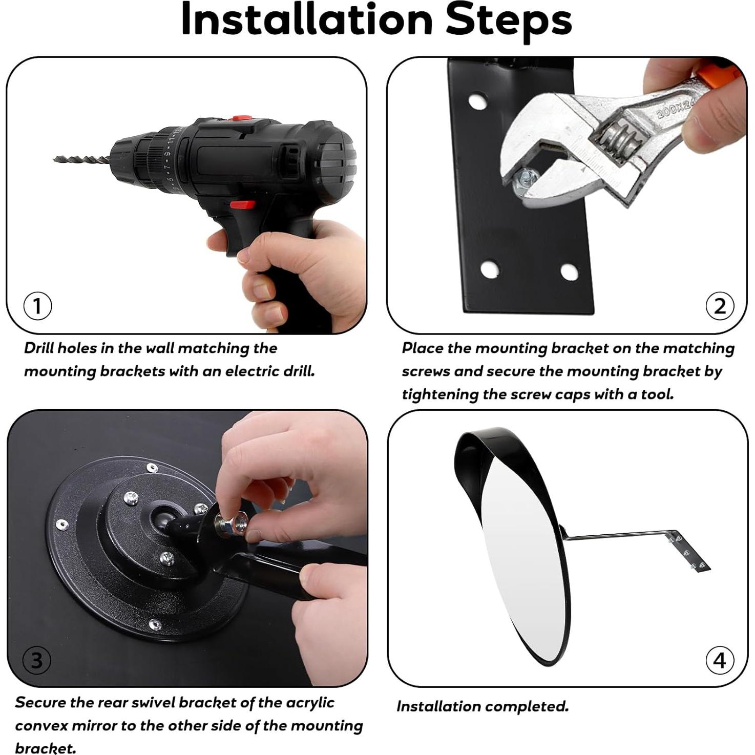 Espejo Convexo de Seguridad YOUEON 30 cm para Interior y Exterior