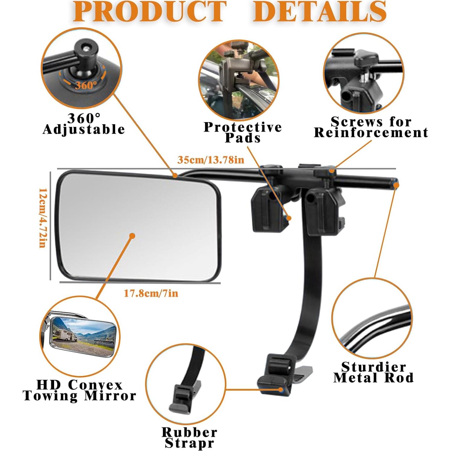 Extensores de Espejo de Remolque Oxerbog Clip-on Ajustables