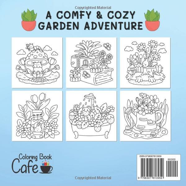 Tiny Gardens: Cute & Comfy Coloring Book for Adults and Teens Featuring Adorable Garden Scenes