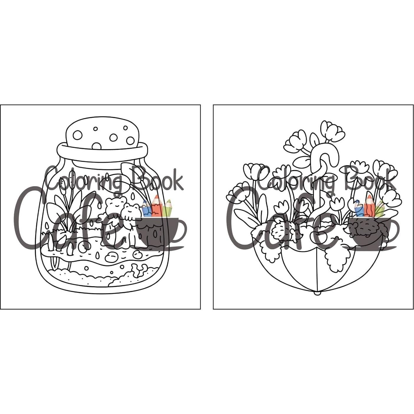 Tiny Gardens: Cute & Comfy Coloring Book for Adults and Teens Featuring Adorable Garden Scenes