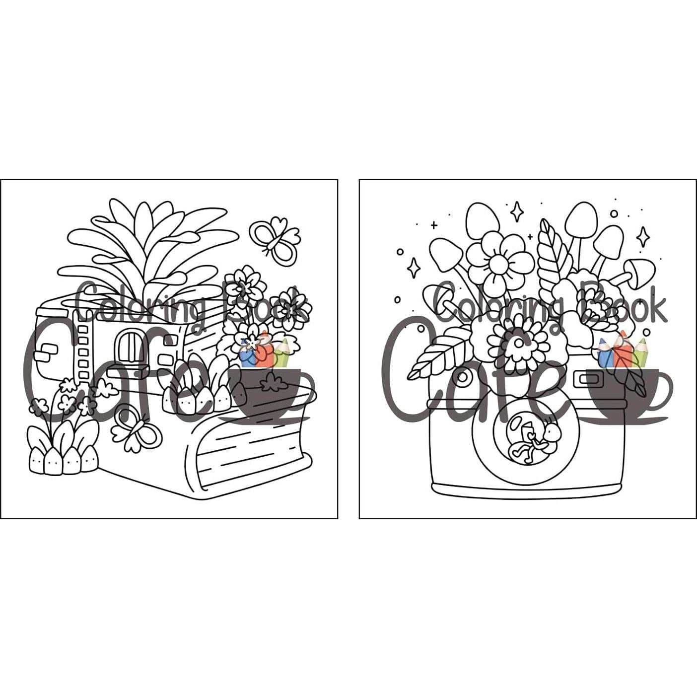 Tiny Gardens: Cute & Comfy Coloring Book for Adults and Teens Featuring Adorable Garden Scenes