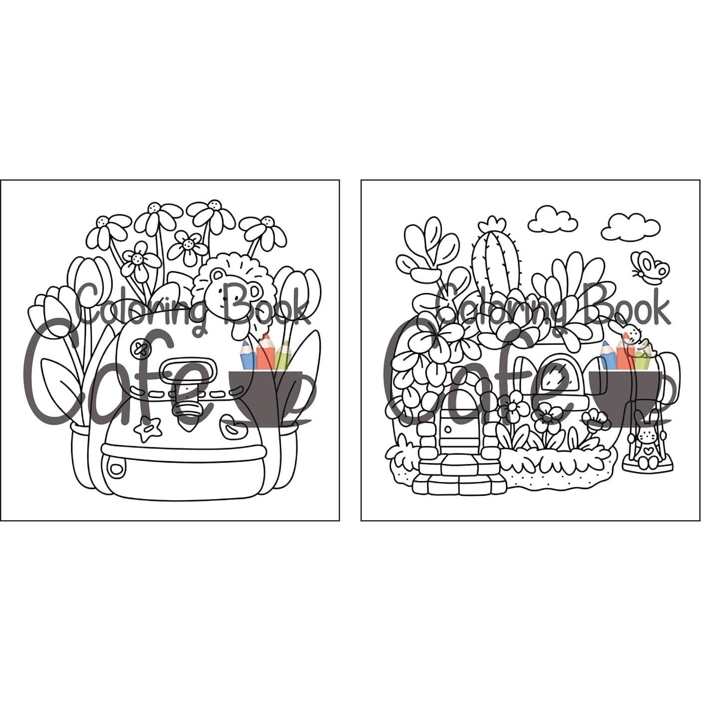 Tiny Gardens: Cute & Comfy Coloring Book for Adults and Teens Featuring Adorable Garden Scenes