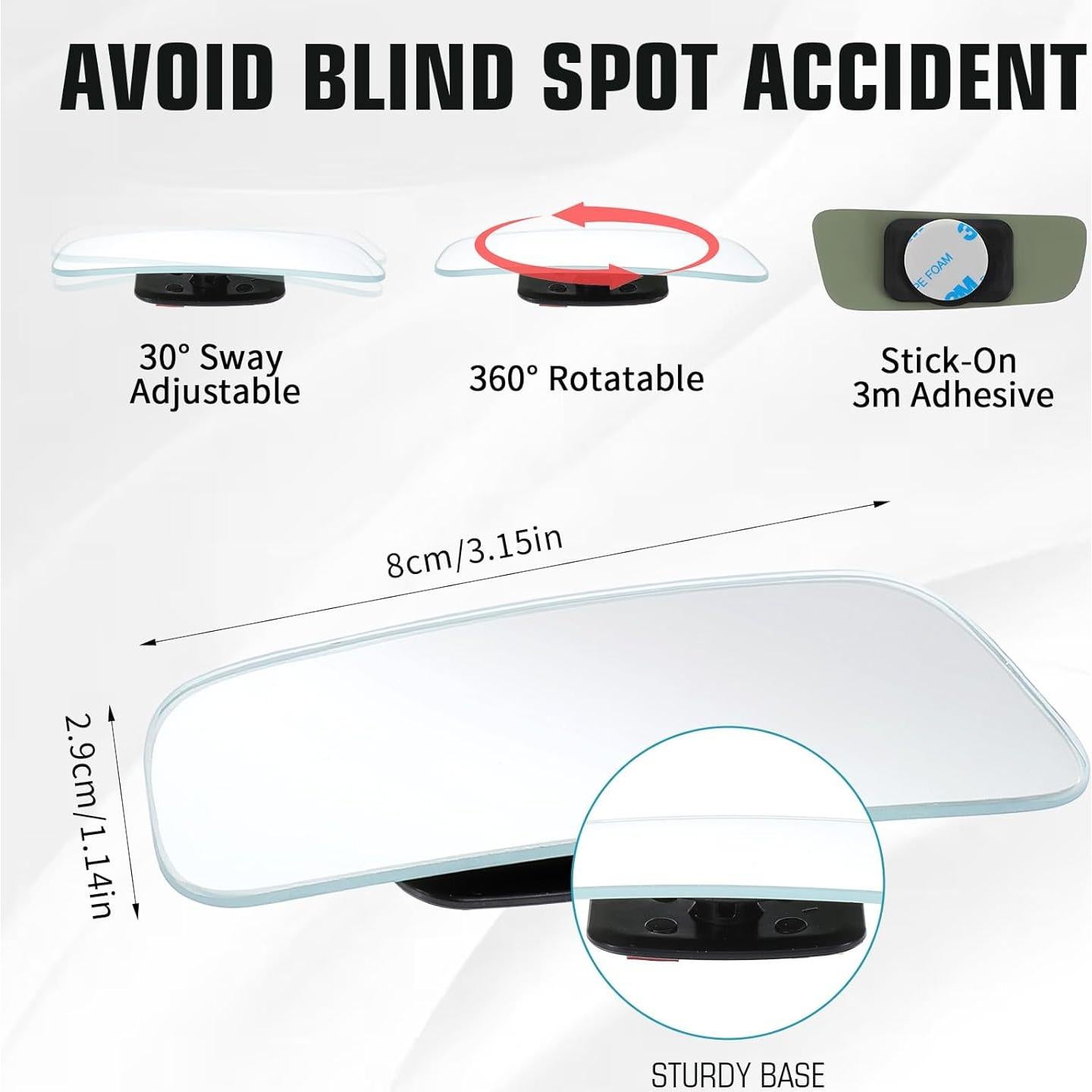 Espejos de Punto Ciego Sin Marco CIATBYYJ 2 Pcs 9.1x2.9cm