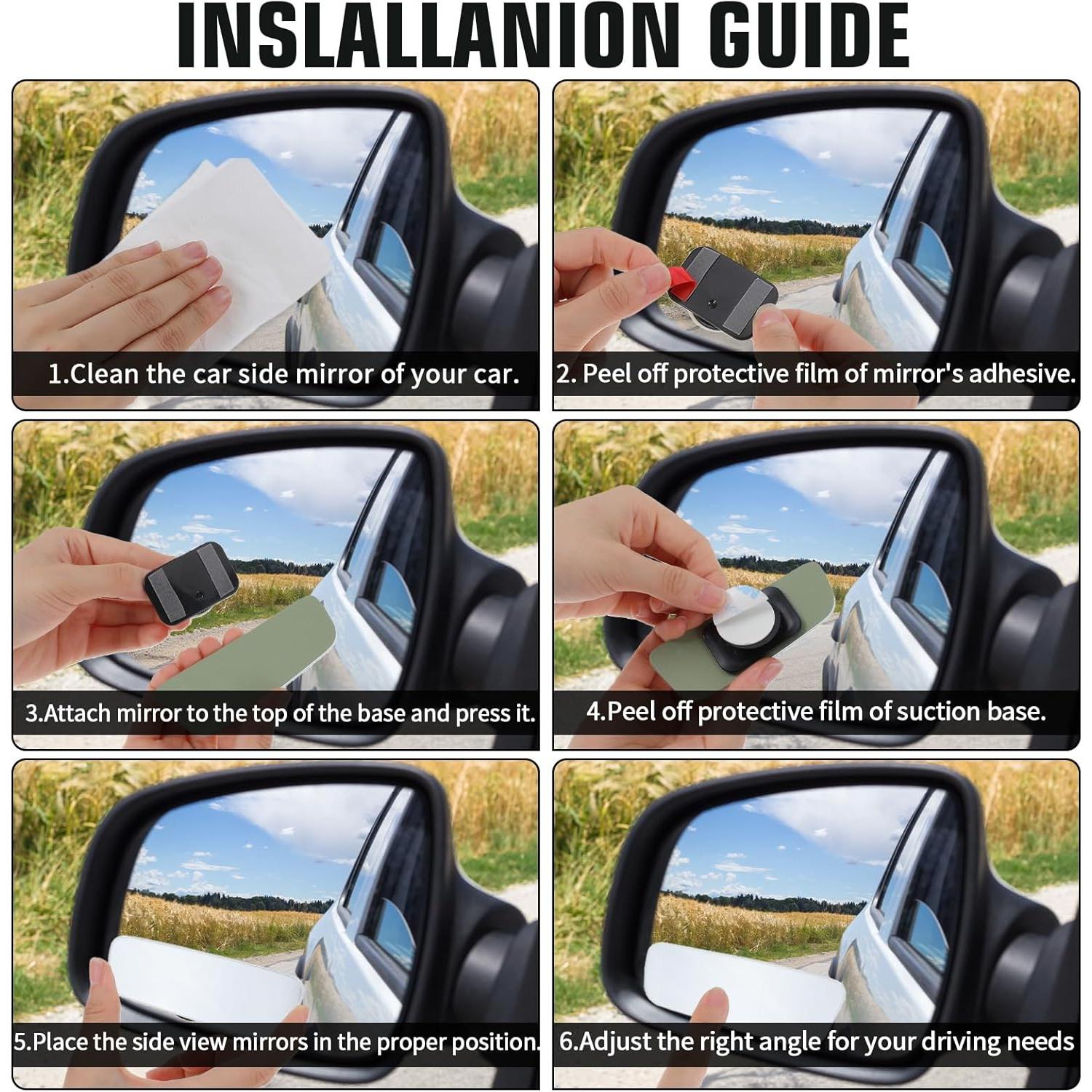 Espejos de Punto Ciego Sin Marco CIATBYYJ 2 Pcs 9.1x2.9cm