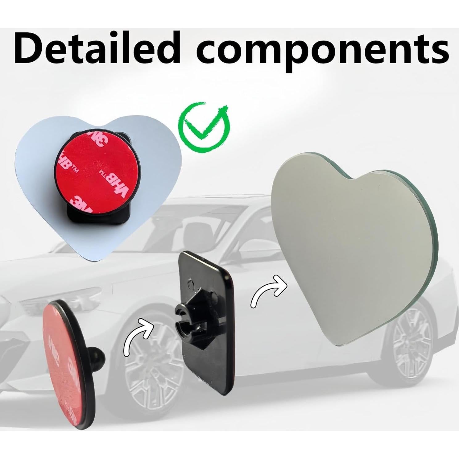 Espejos de Punto Ciego Genérico en Forma de Corazón - 6.35 cm