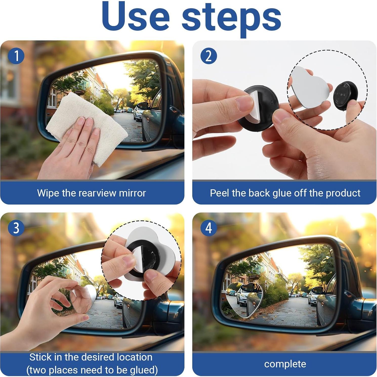 Espejos Convexos de Punto Ciego Piriuuo 2 Pcs 6x5cm Ajustables