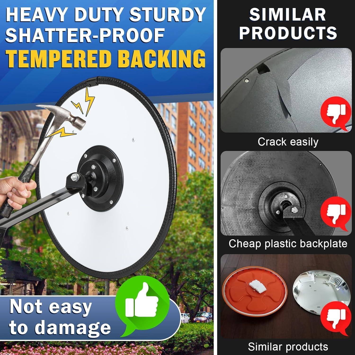 Espejo Convexo de Tráfico Angooni 38 cm Ajustable Seguridad