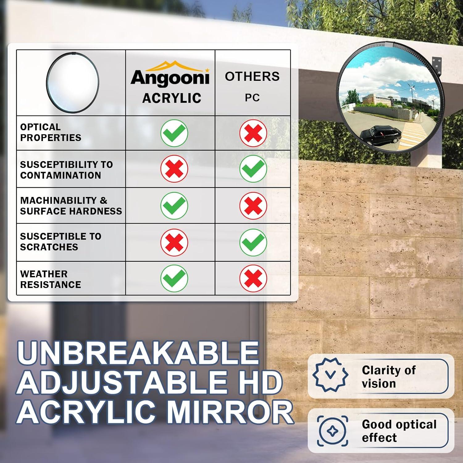 Espejo Convexo de Tráfico Angooni 38 cm Ajustable Seguridad