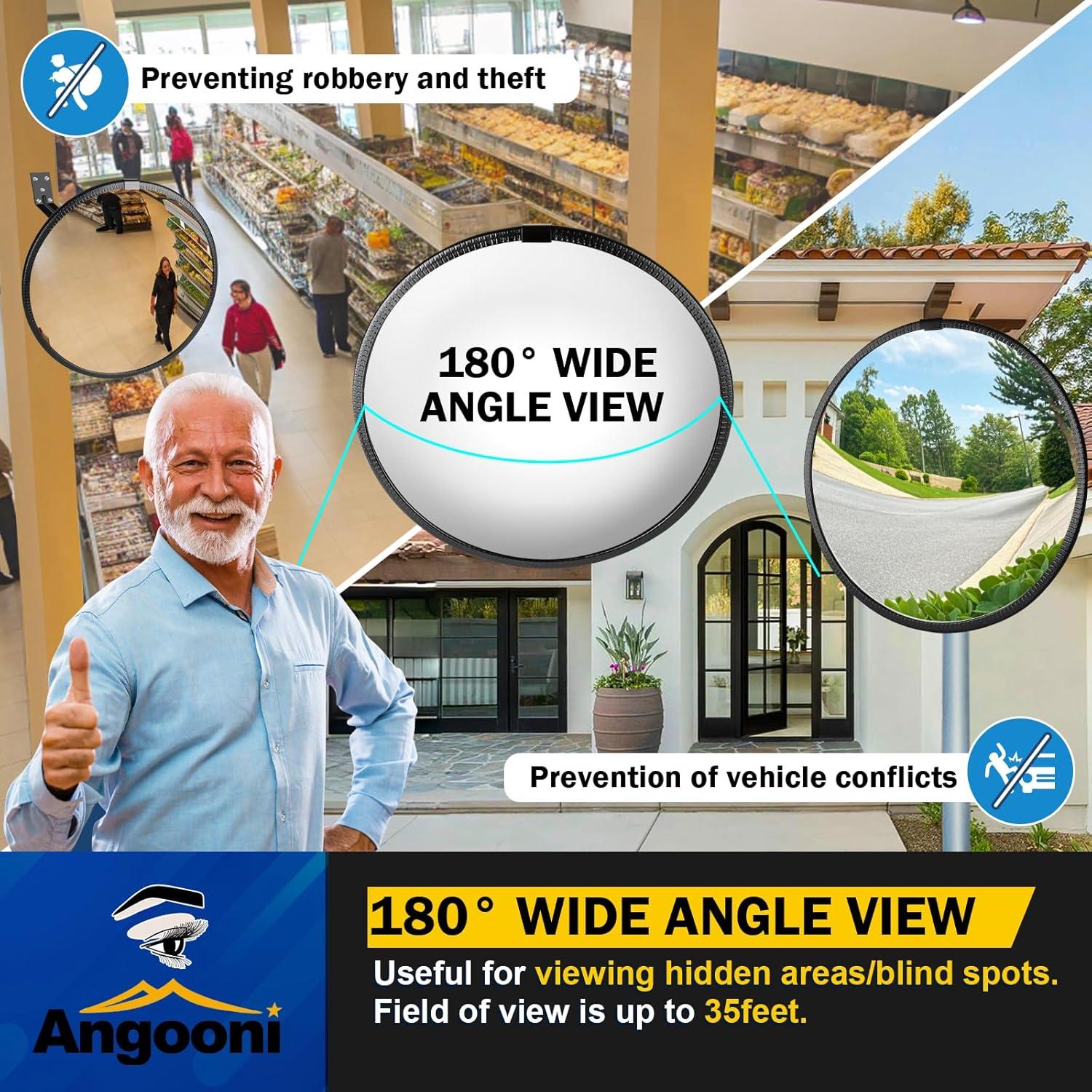 Espejo Convexo de Tráfico Angooni 38 cm Ajustable Seguridad