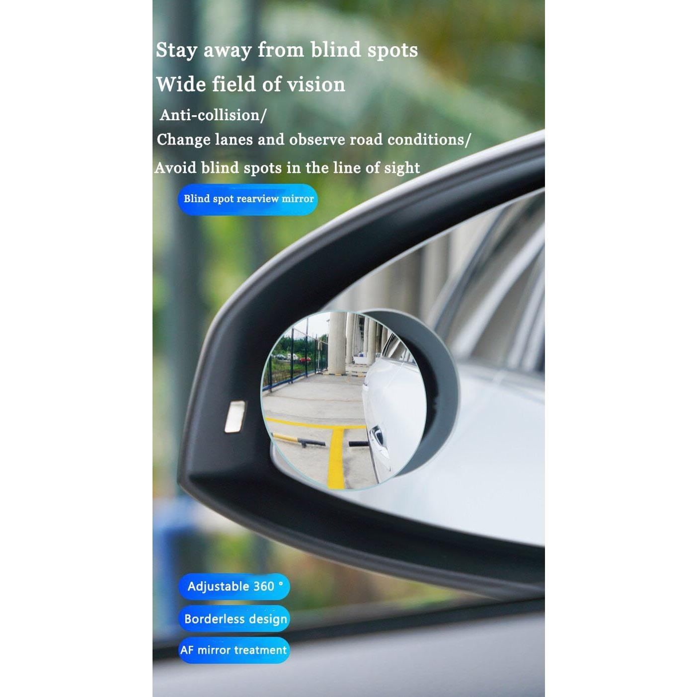 Espejo de Punto Ciego KARKOR Redondo HD Ajustable 360° - Paquete de 2