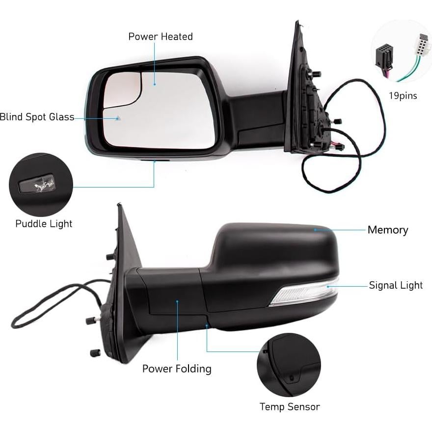 Espejo de Puerta HIGHTO para Dodge Ram 2018-2021 IH