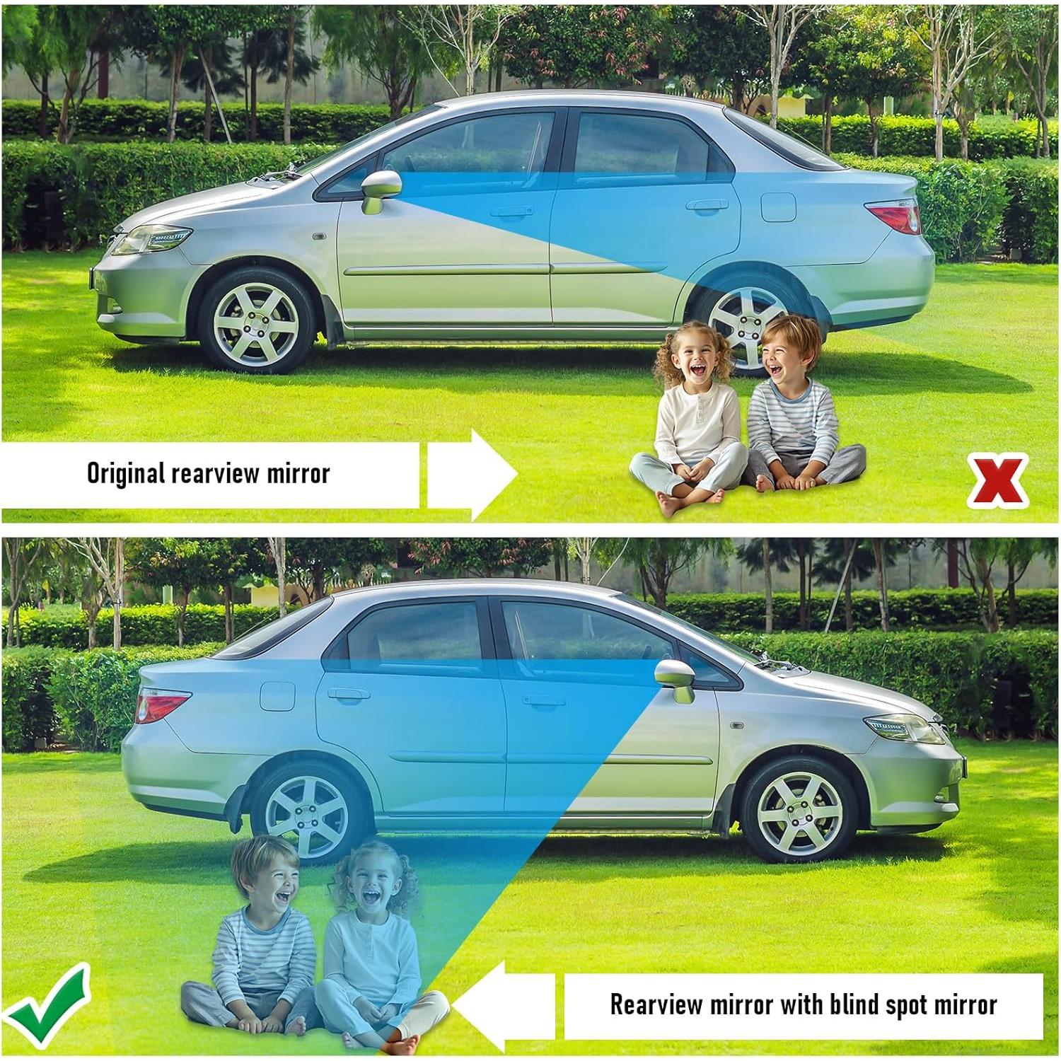 Espejos de Punto Ciego YBEATY 4 Pcs Ajustables ABS 5.9 cm