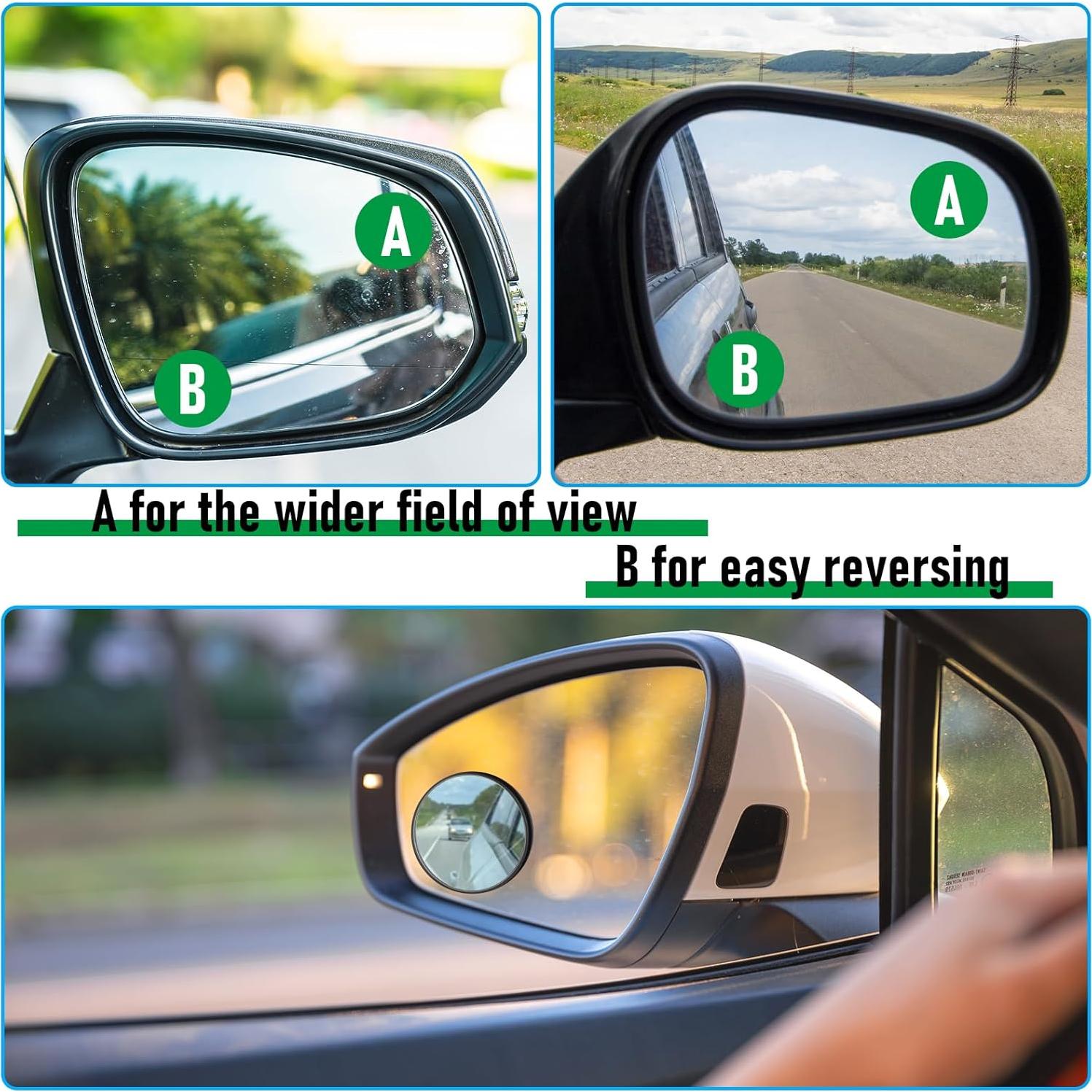 Espejos de Punto Ciego YBEATY 4 Pcs Ajustables ABS 5.9 cm