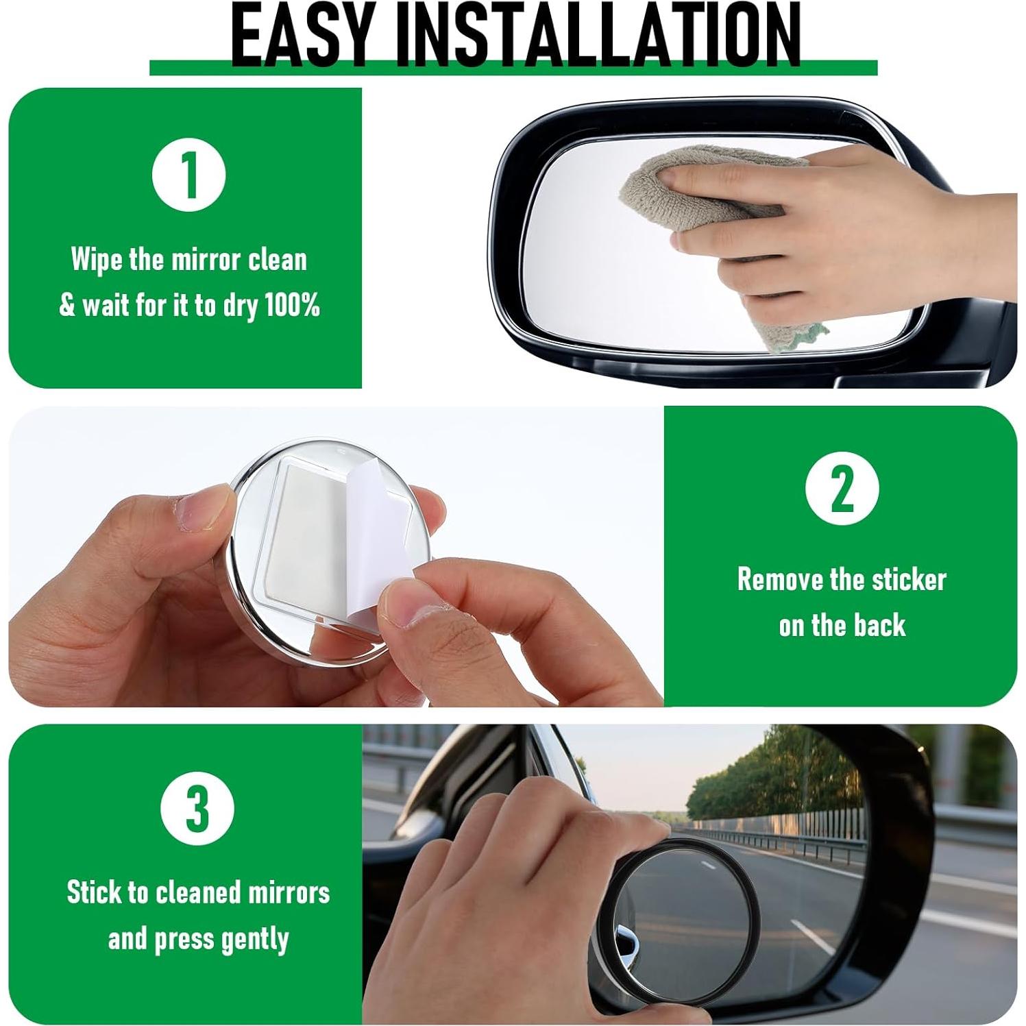 Espejos de Punto Ciego YBEATY 4 Pcs Ajustables ABS 5.9 cm