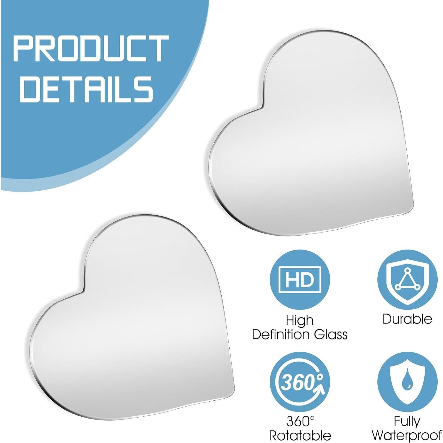 Espejos de Punto Ciego Larrel en Forma de Corazón - 2 Pcs