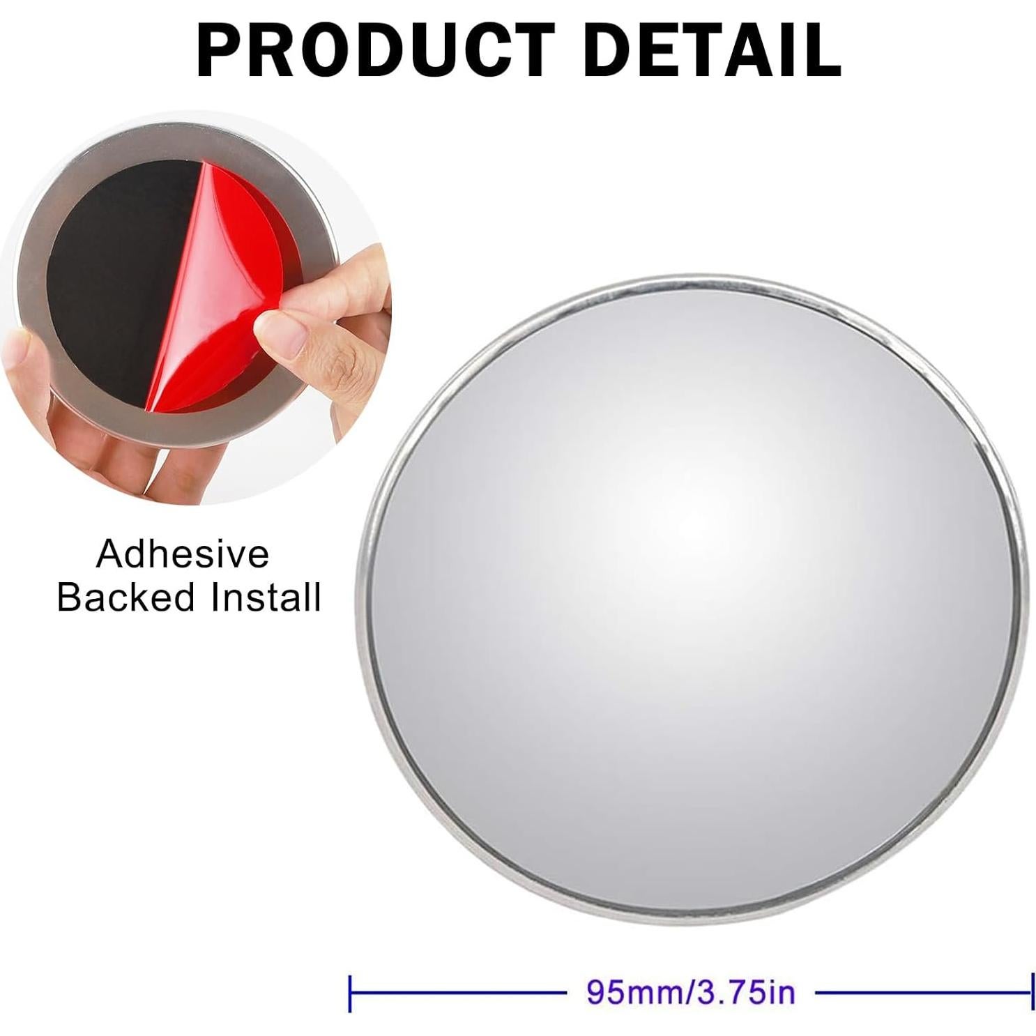 Espejo Convexo de Punto Ciego Z-oneMart 3 Pulgadas HD 2 Pcs