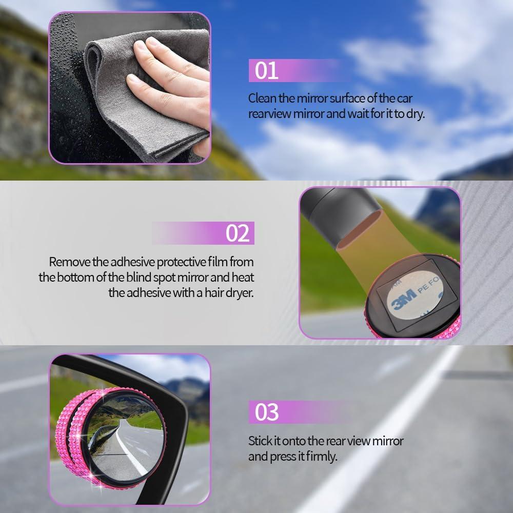 Espejo Convexo de Punto Ciego RGOAANC 5.84 cm Rosa 2 Pcs