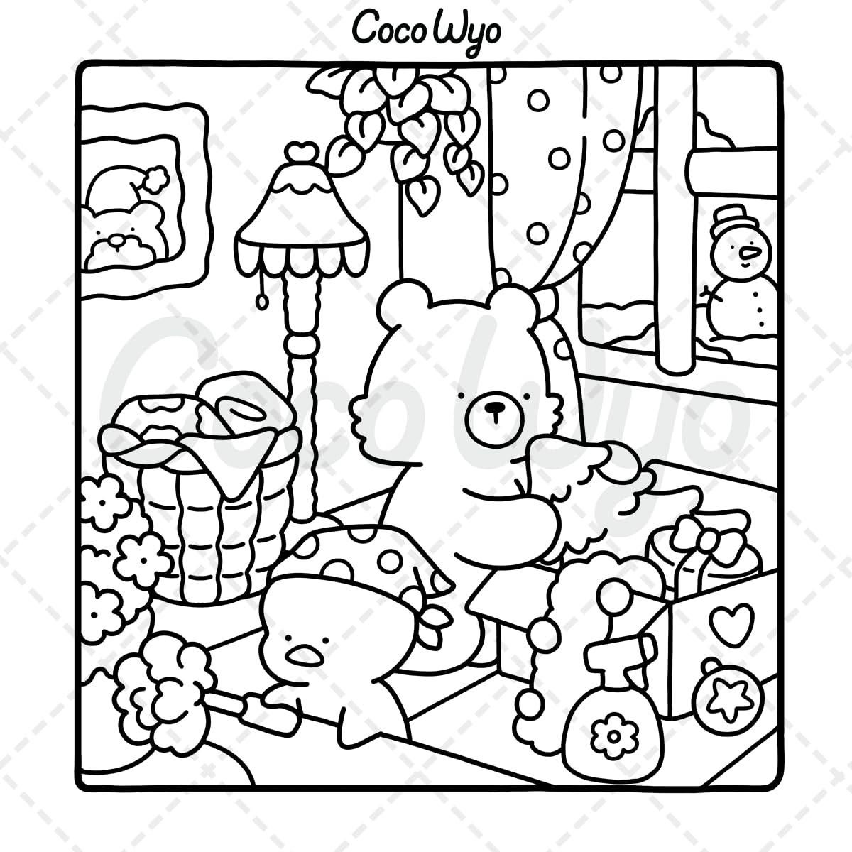 Comfy Days: Coloring Book for Adults and Teens Featuring Super Cute Animal Characters in Cozy Hygge Moments for Relaxation (Cozy Spaces Coloring)