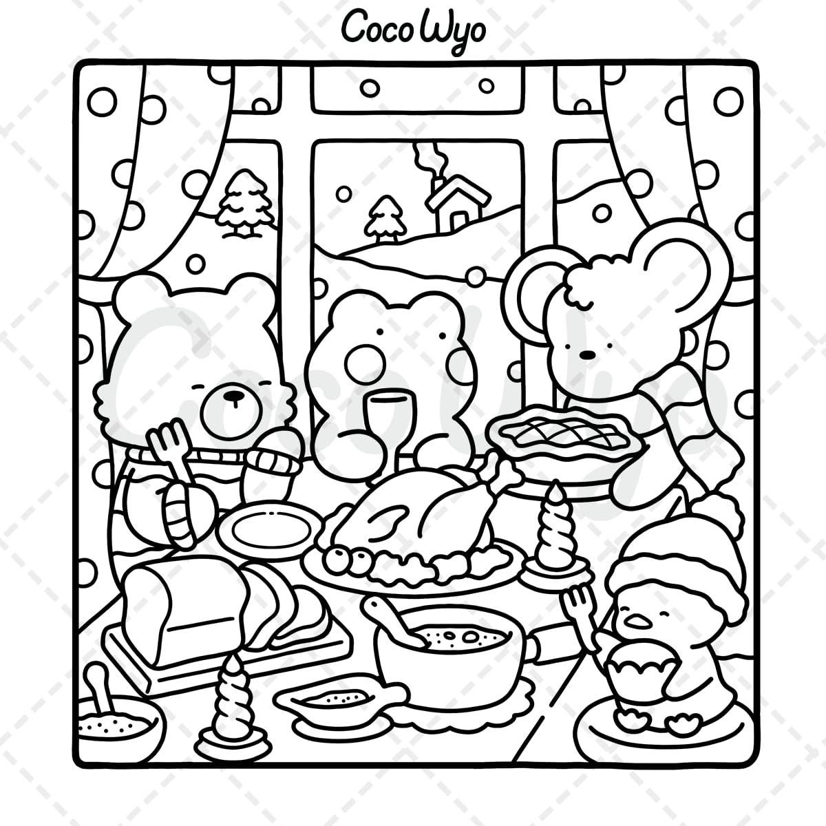 Comfy Days: Coloring Book for Adults and Teens Featuring Super Cute Animal Characters in Cozy Hygge Moments for Relaxation (Cozy Spaces Coloring)