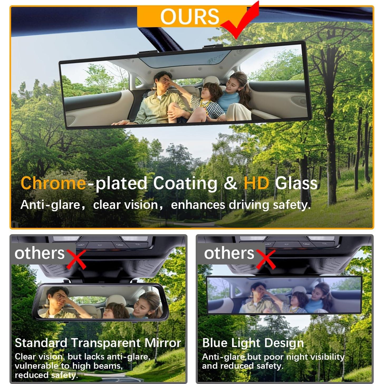 Espejo Retrovisor Panorámico Antideslumbrante HmmtyRack 30.48 cm