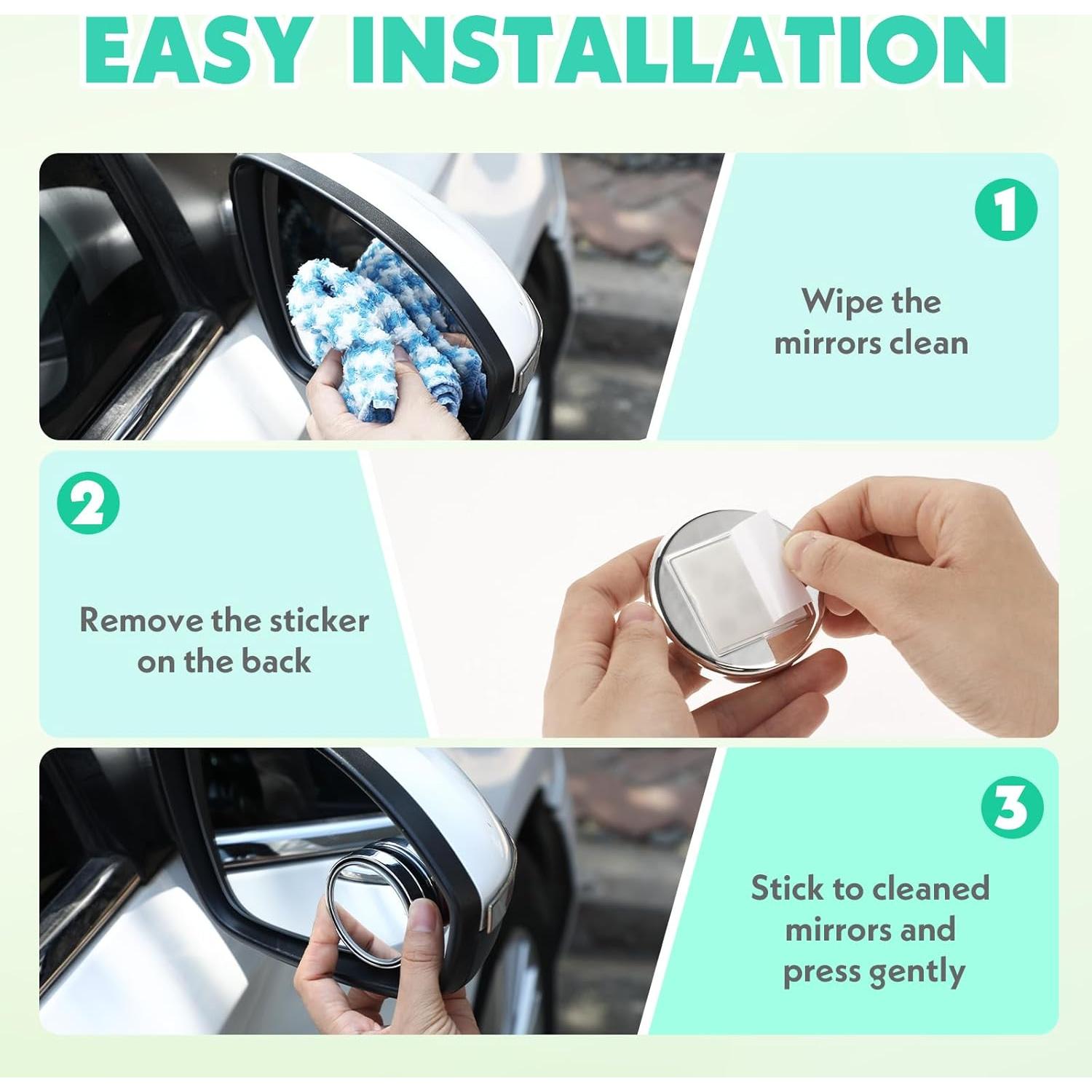 Espejos de Punto Ciego Nogeqi 2.2" Ajustables 360° - 8 Pcs