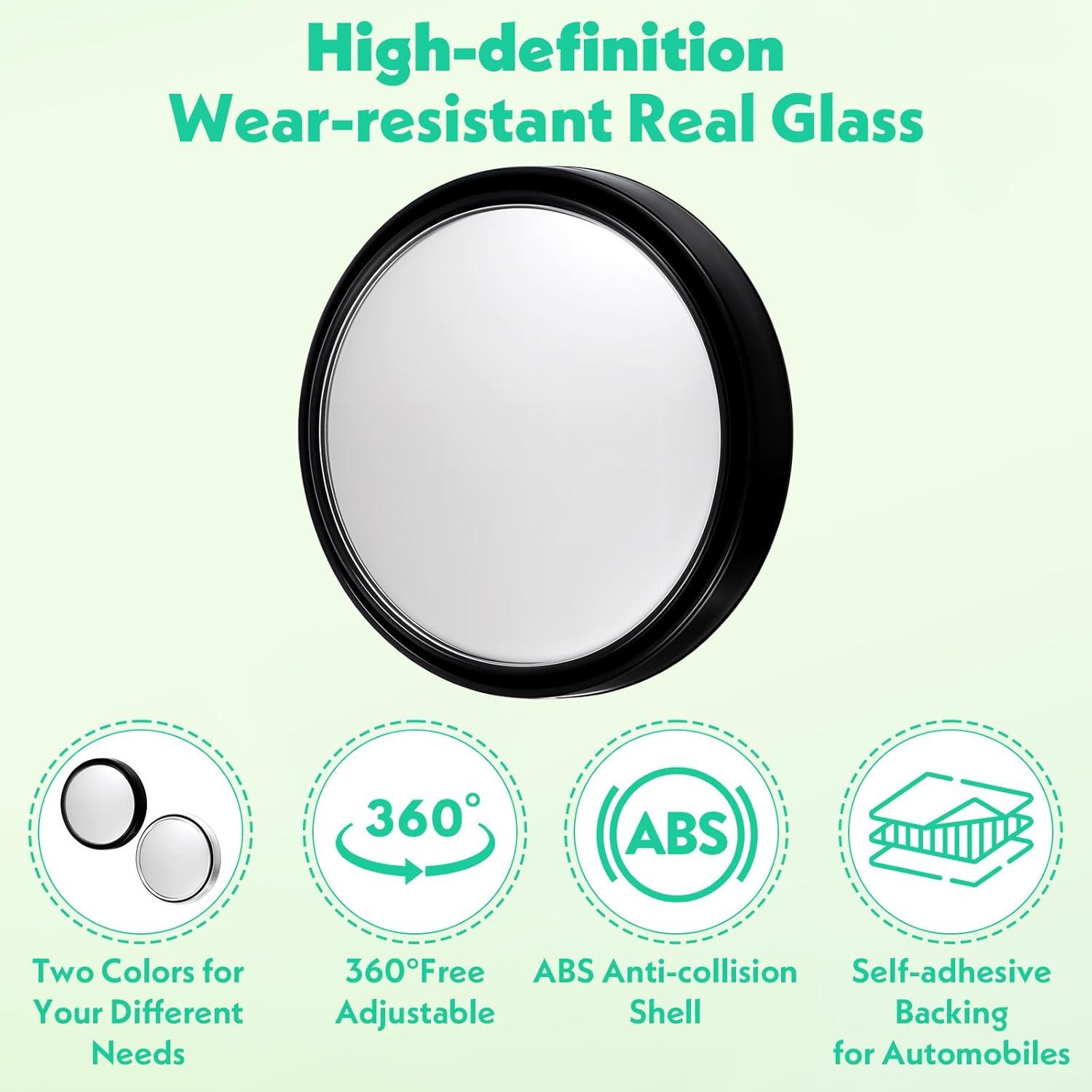 Espejos de Punto Ciego Nogeqi 2.2" Ajustables 360° - 8 Pcs