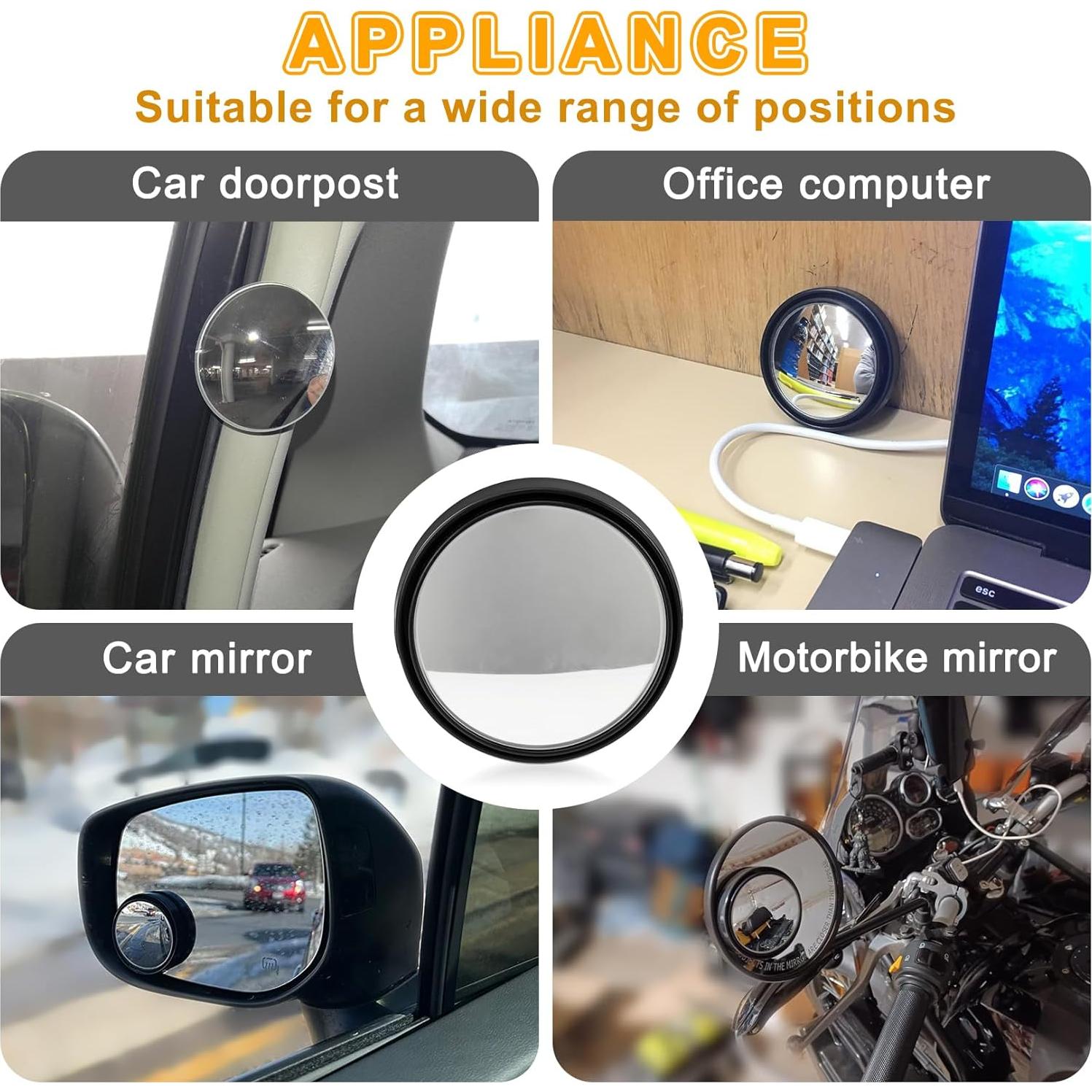 Espejo Convexo Redondo PSLER 5.1 cm con Marco para Coche