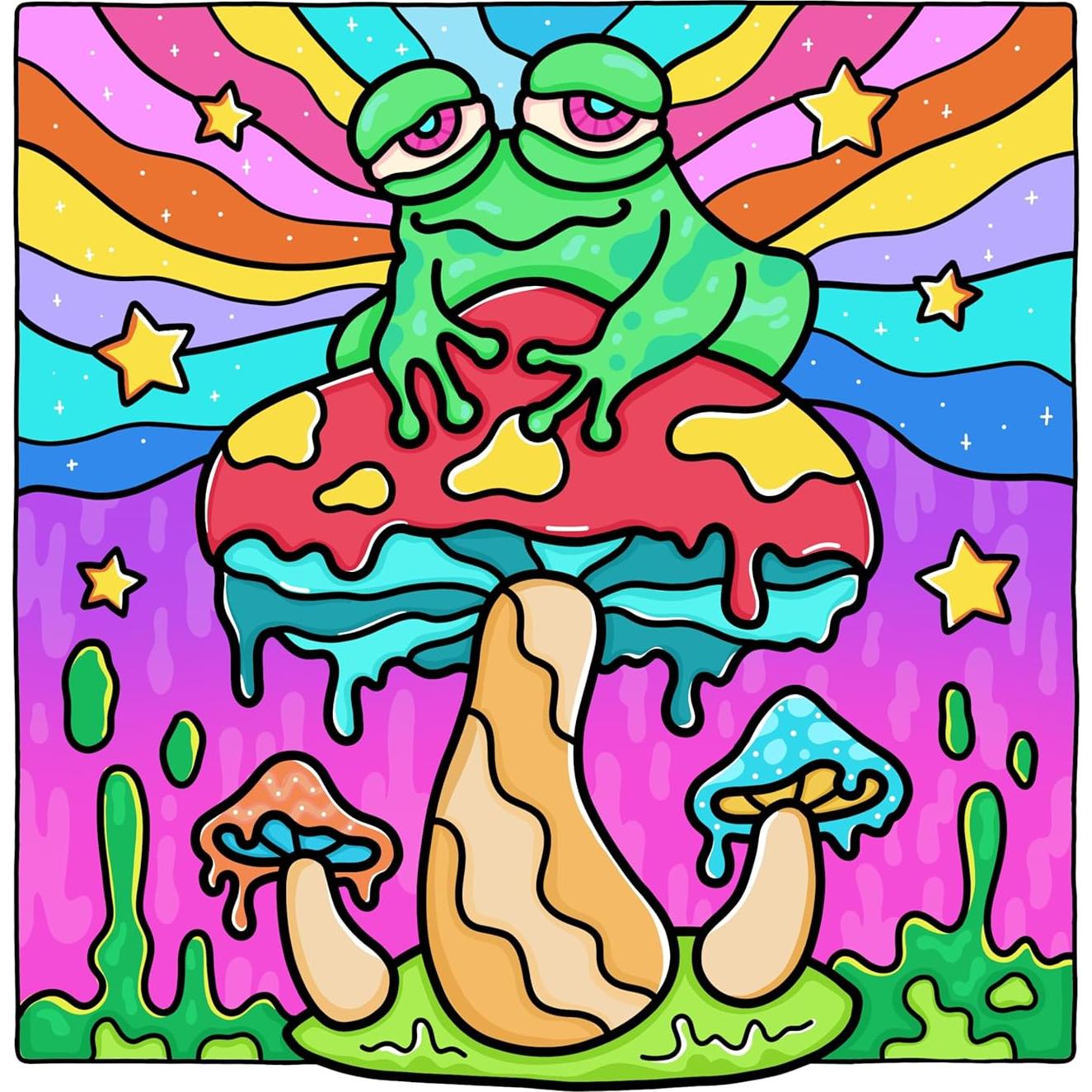 Trippy & Groovy: Psychedelic Coloring Book for Adults Featuring Mushrooms, Aliens, Magic Worlds and Illusions for Relaxation