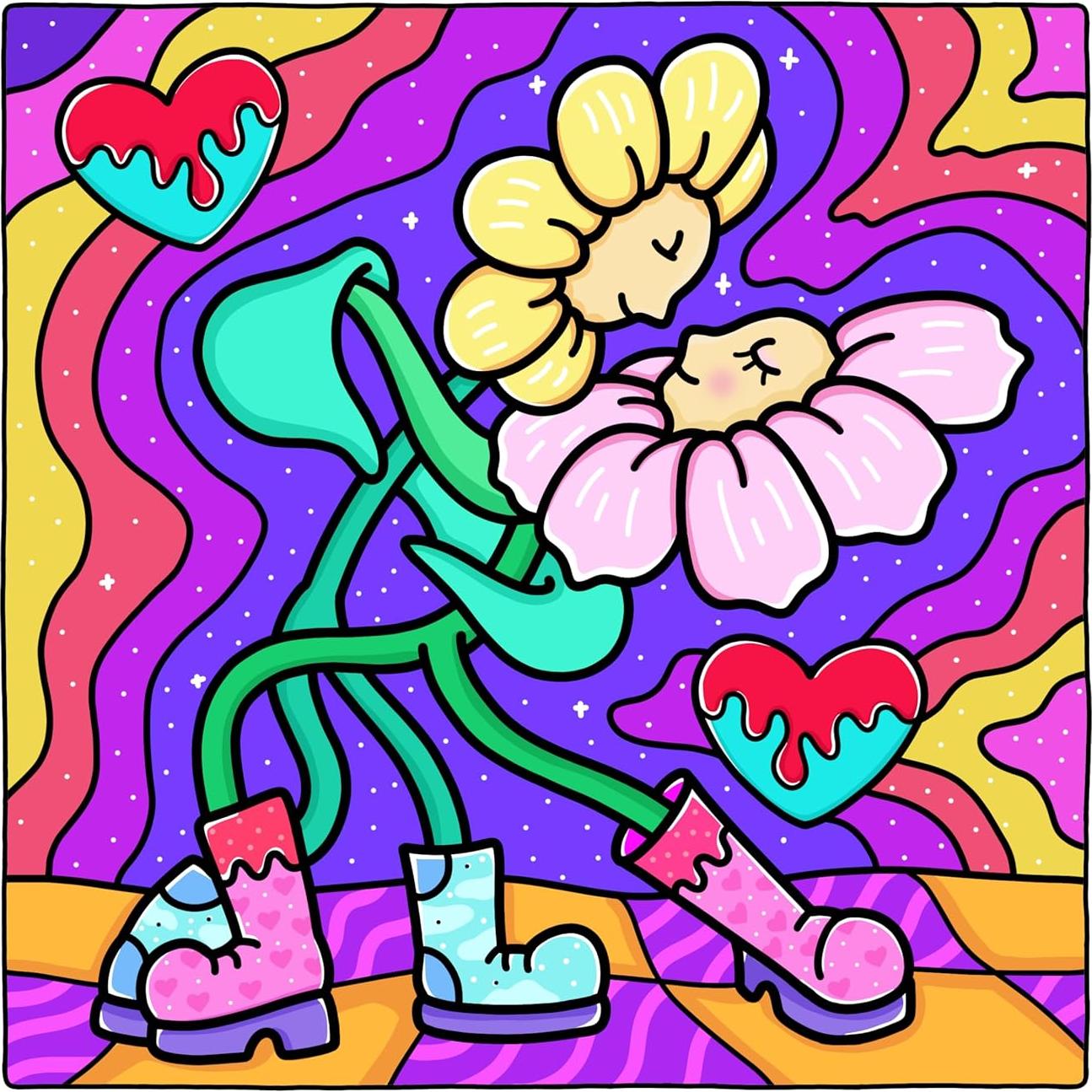 Trippy & Groovy: Psychedelic Coloring Book for Adults Featuring Mushrooms, Aliens, Magic Worlds and Illusions for Relaxation