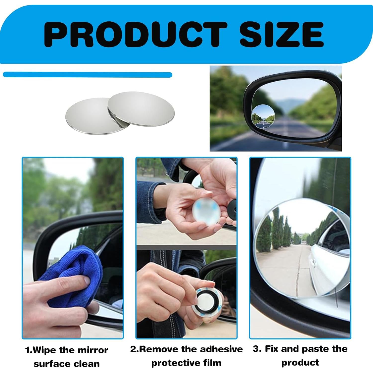 Espejo de Punto Ciego Convexo Damwot Redondo 2 Piezas