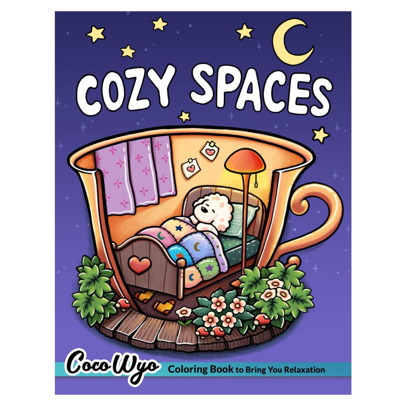 Cozy Spaces: Coloring Book for Adults and Teens Featuring Relaxing Familiar Corners with Cute Animal Characters for Stress Relief
