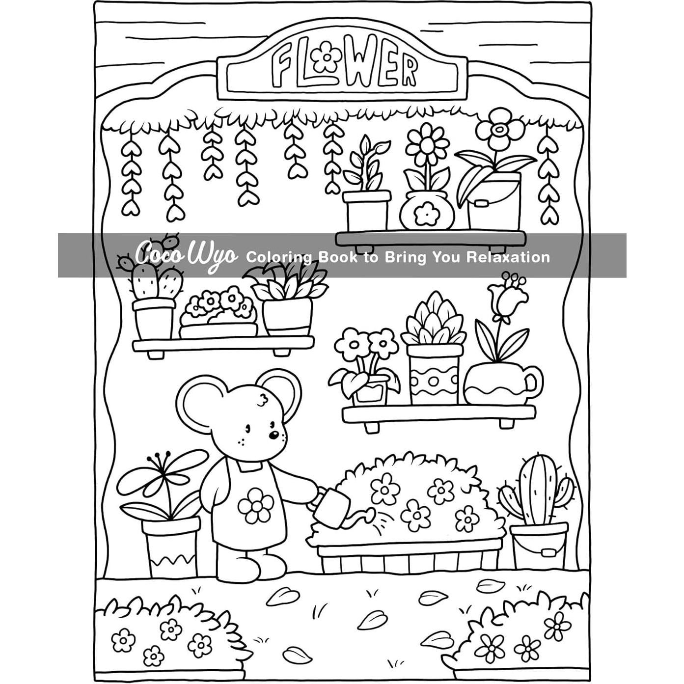 Cozy Spaces: Coloring Book for Adults and Teens Featuring Relaxing Familiar Corners with Cute Animal Characters for Stress Relief