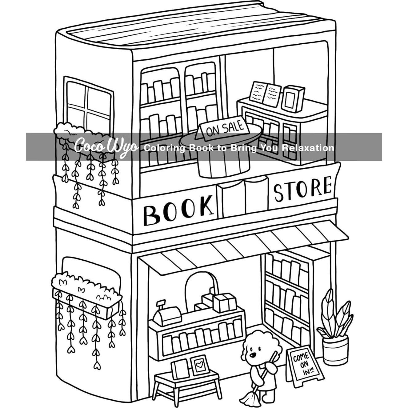 Cozy Spaces: Coloring Book for Adults and Teens Featuring Relaxing Familiar Corners with Cute Animal Characters for Stress Relief