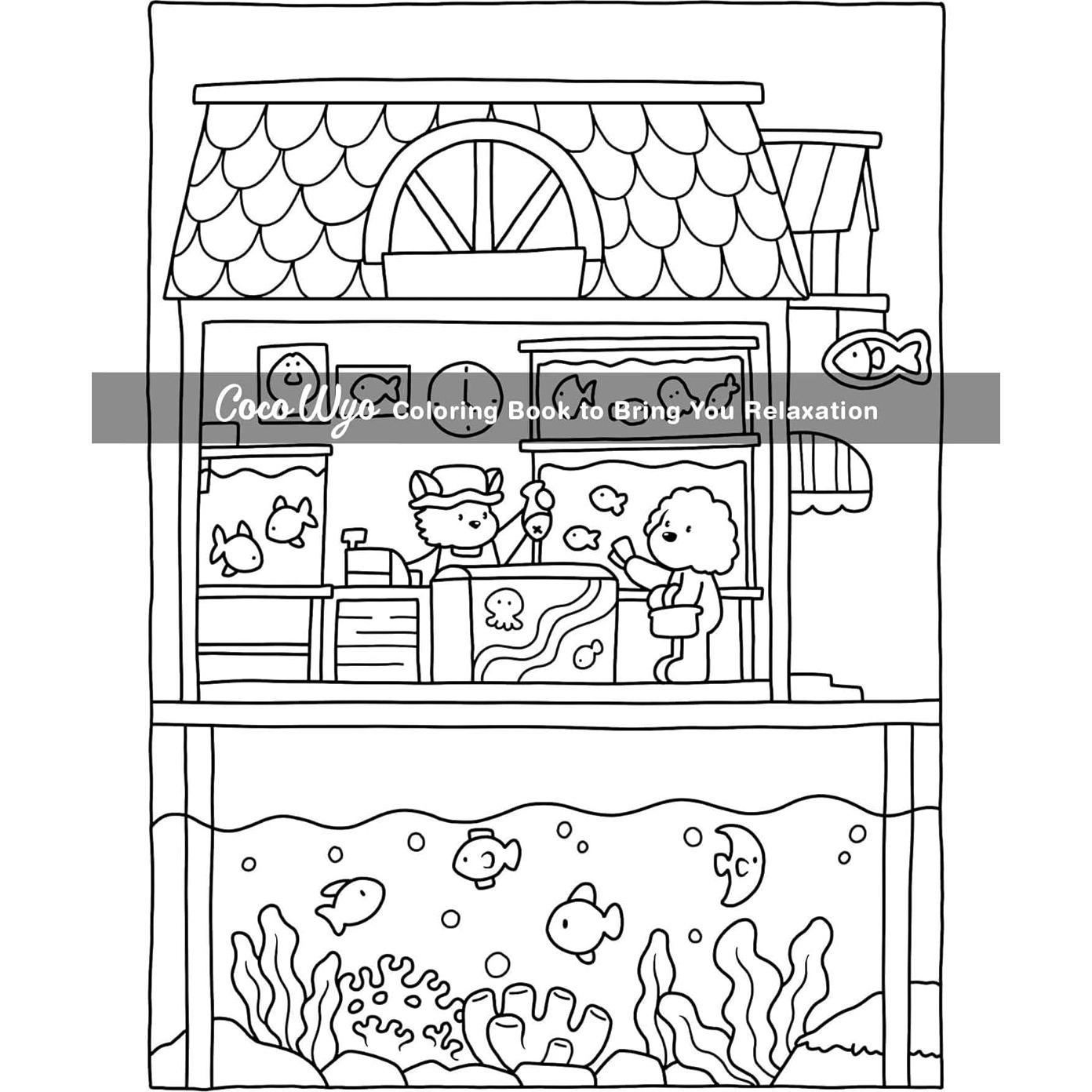 Cozy Spaces: Coloring Book for Adults and Teens Featuring Relaxing Familiar Corners with Cute Animal Characters for Stress Relief