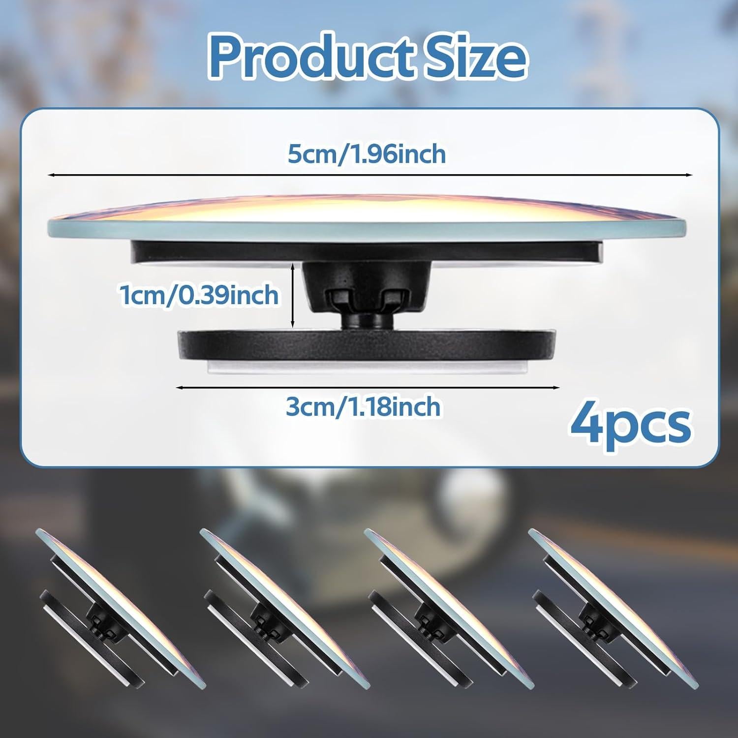 Espejo Convexo Redondo FdcLixuvol para Punto Ciego - 4 Pcs