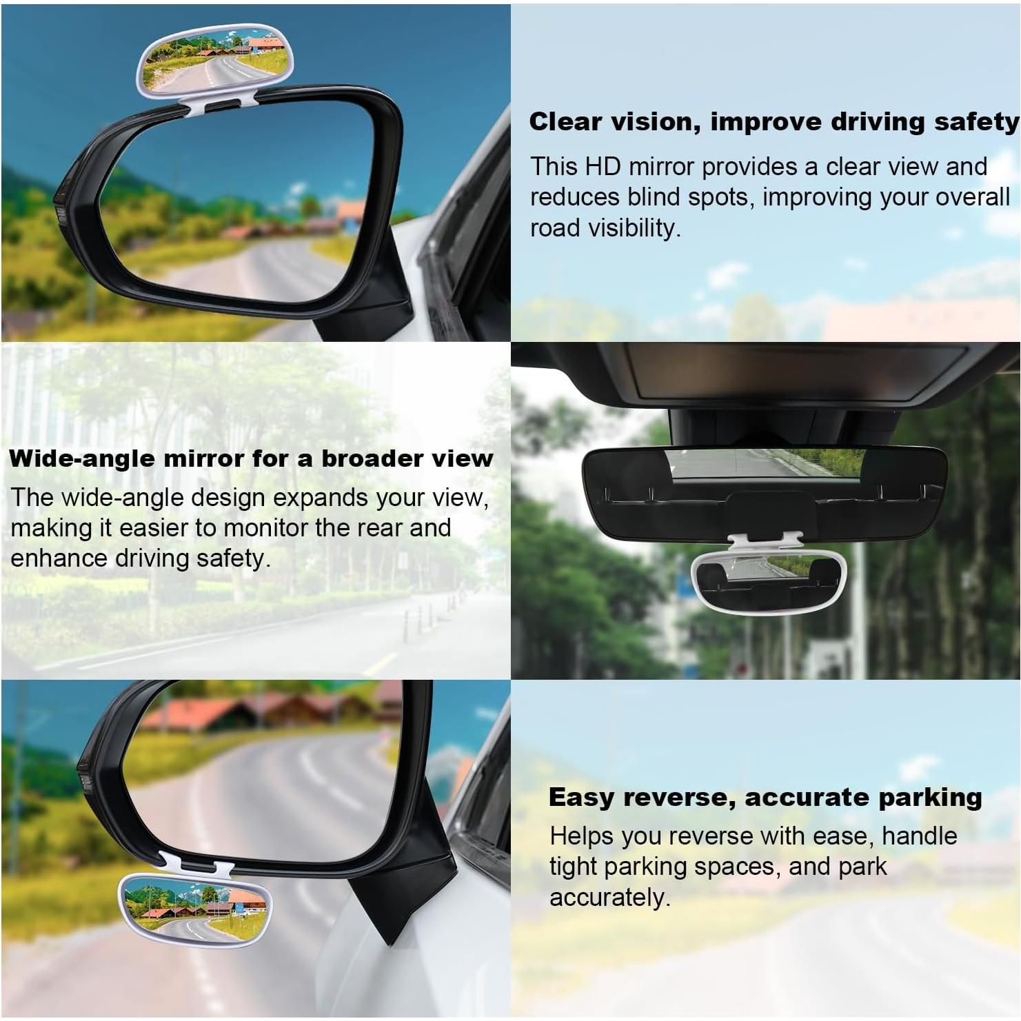 Espejo de Punto Ciego LivTee HD Convexo Ajustable 10.85x4.52cm