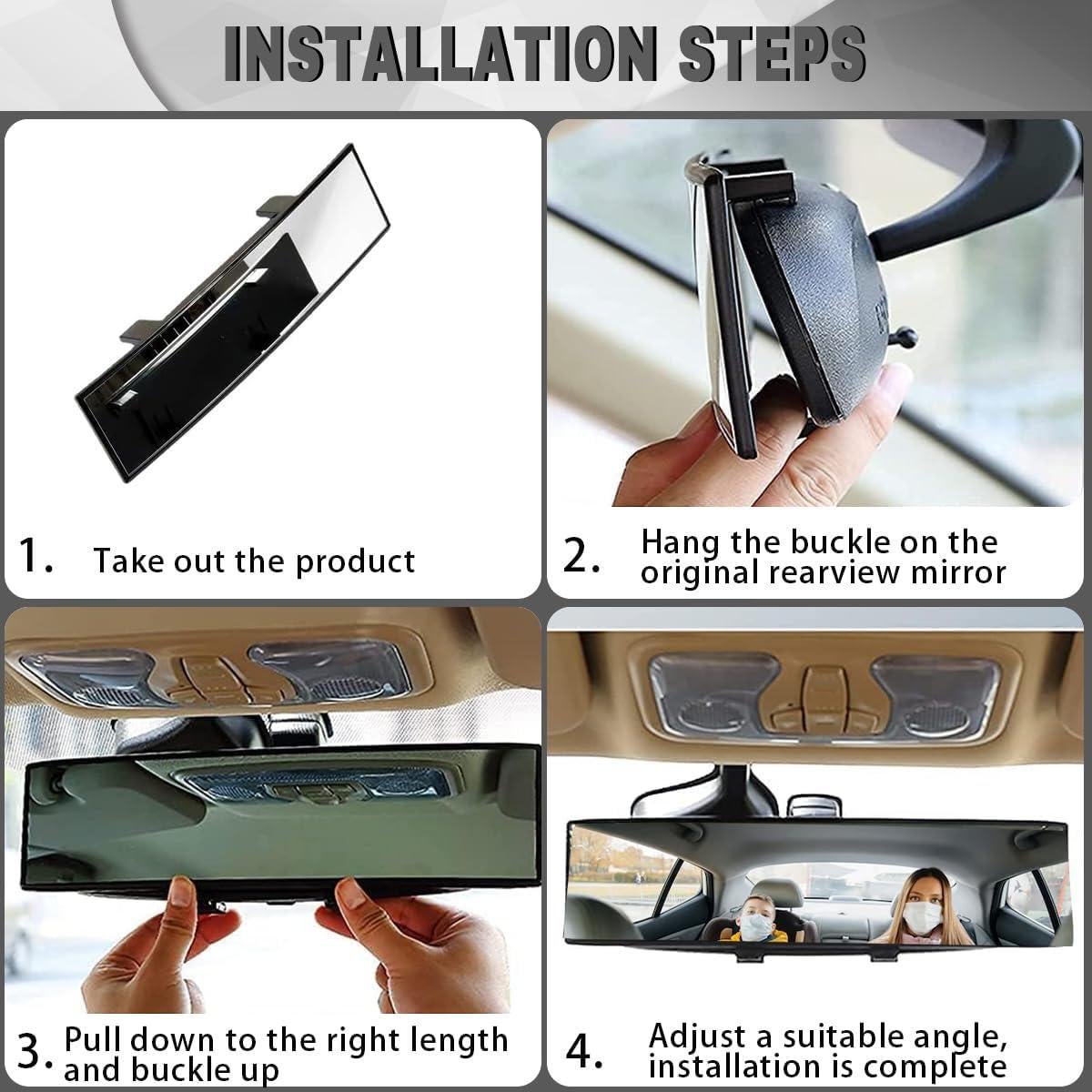 Espejo Retrovisor Panorámico Honibaoto 30.7x7.9 cm Antideslumbrante