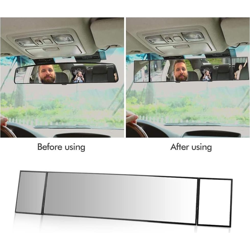 Espejo Retrovisor Curvado MIAOKE 39 cm Ajustable para Auto