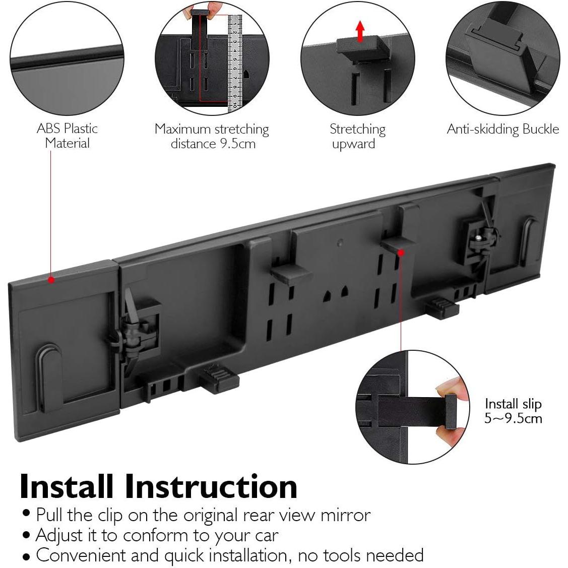 Espejo Retrovisor Curvado MIAOKE 39 cm Ajustable para Auto