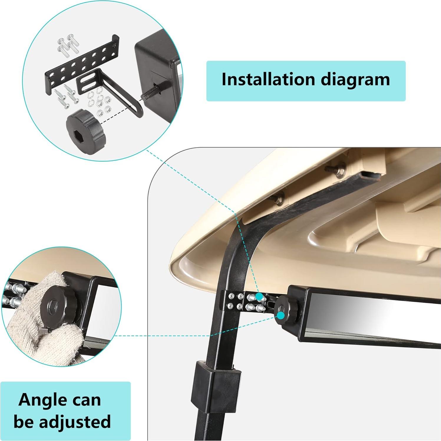 Espejo Retrovisor 4 Paneles 10L0L Ajustable para Carros de Golf