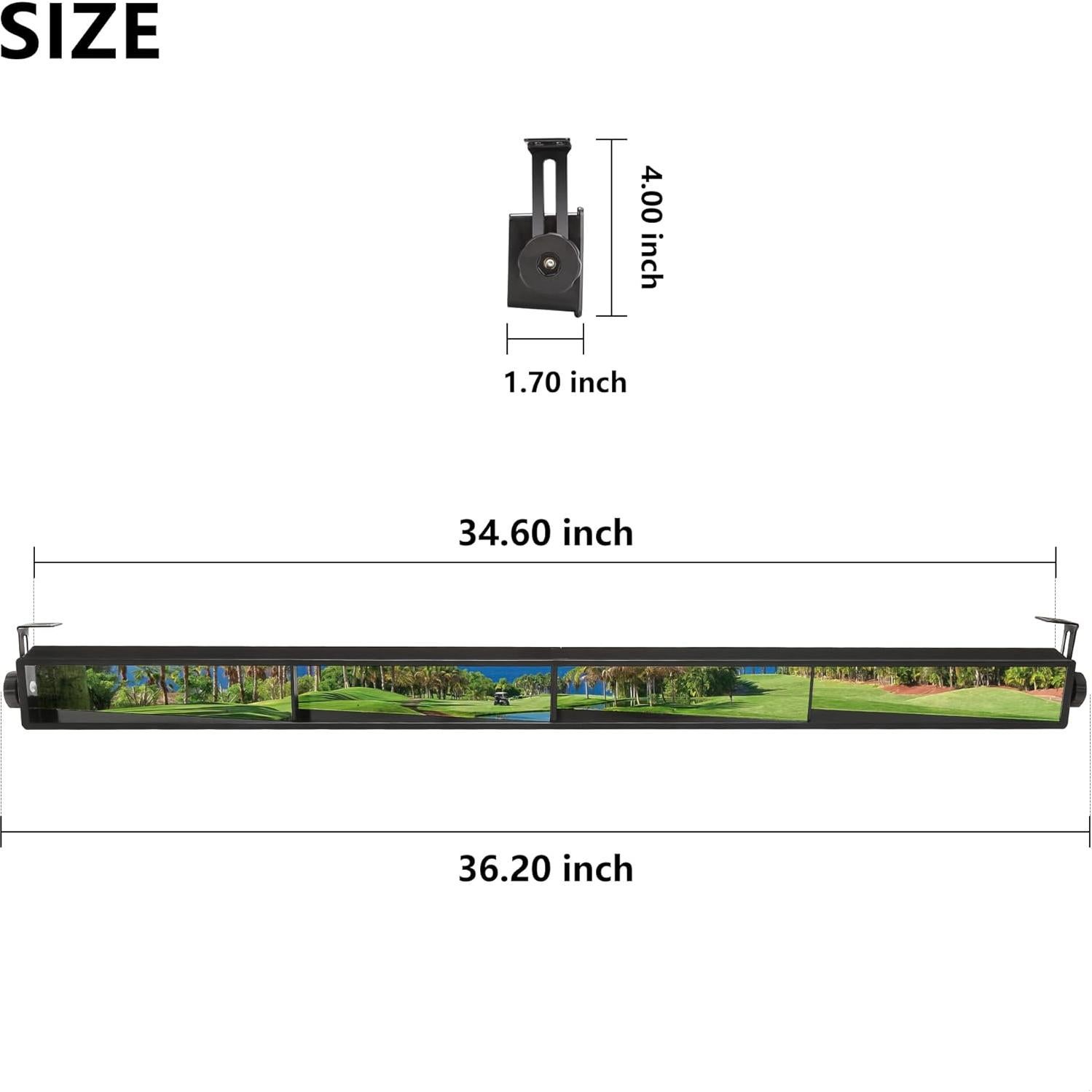 Espejo Retrovisor 4 Paneles 10L0L Ajustable para Carros de Golf