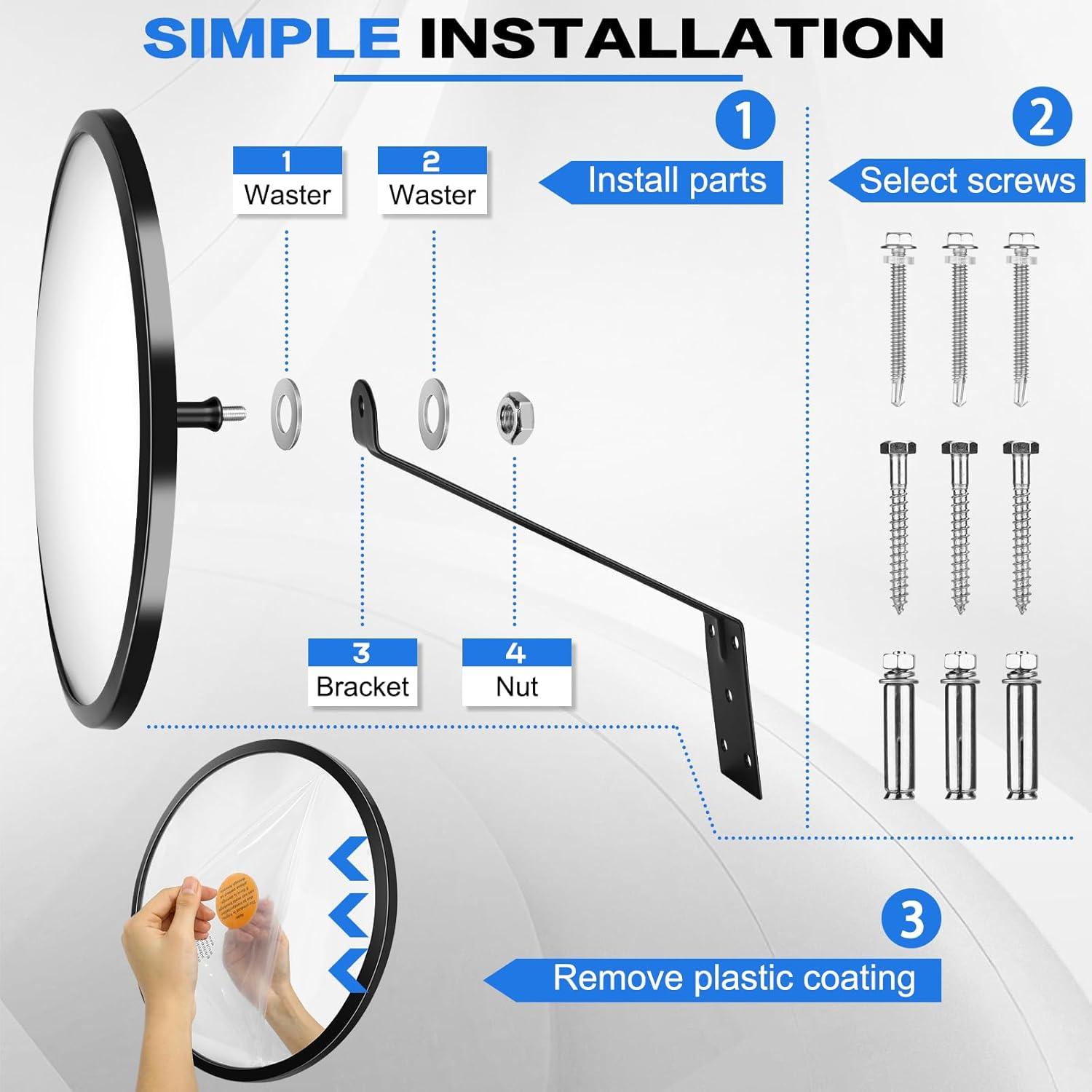 Espejo Convexo de Seguridad Acrílico 30 cm Ajustable Plumrelos